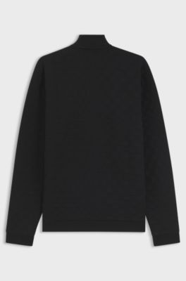 Porsche x BOSS zip-up sweatshirt with Pasha-check jacquard, Black