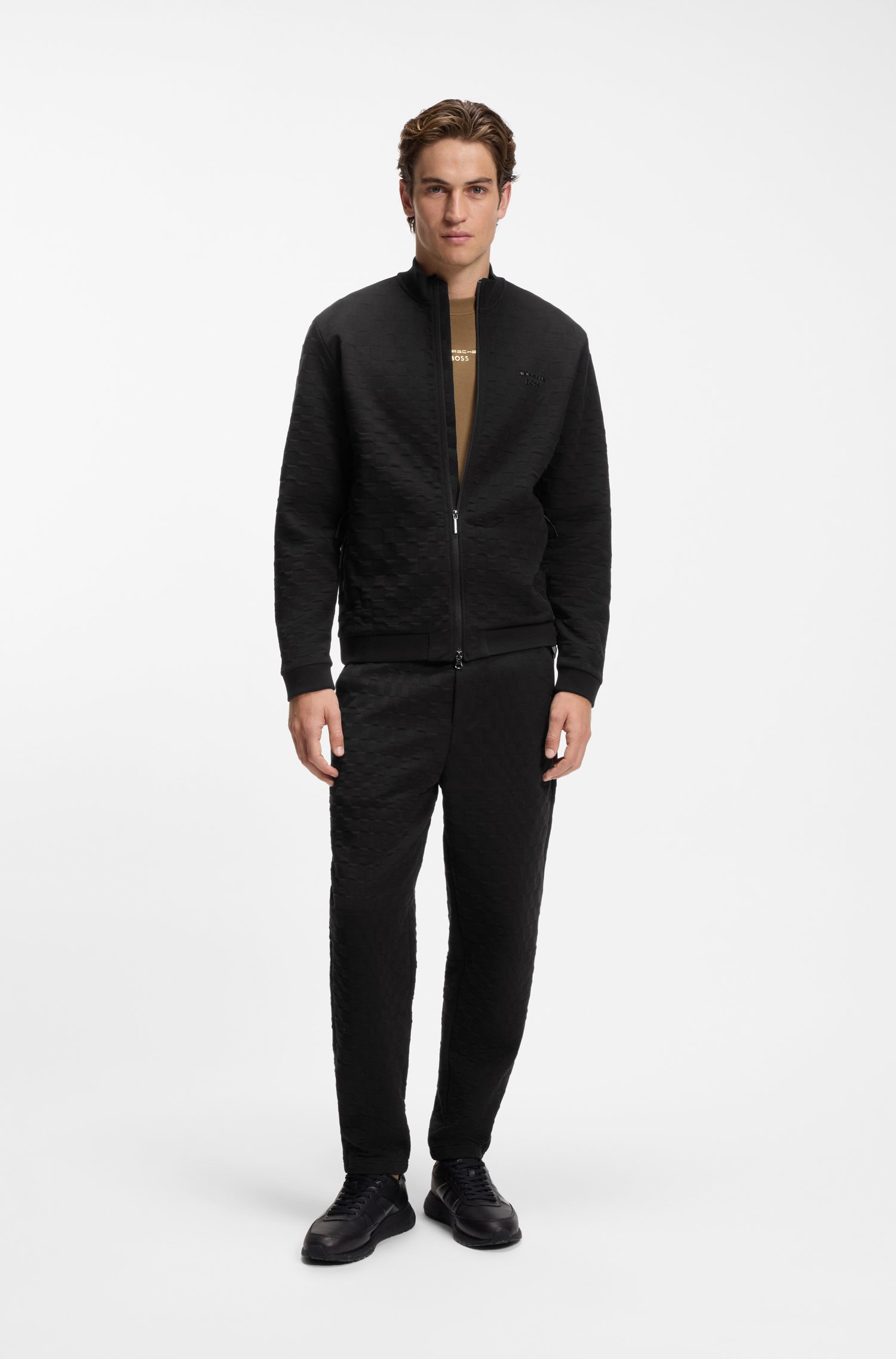 Boss Porsche x zip-up sweatshirt with Pasha-check jacquard herr – bild 2