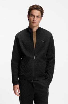 Porsche x BOSS Felpa con zip con motivo jacquard Pasha-check, Nero