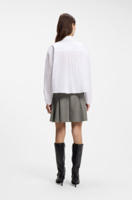A-line mini skirt in melange stretch fabric with godets, Light Grey