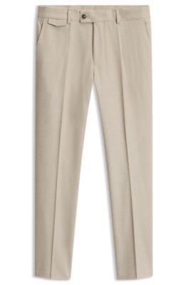 Tapered-fit trousers in Italian cotton with cashmere, Light Beige