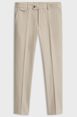 Tapered-fit trousers in Italian cotton with cashmere, Light Beige