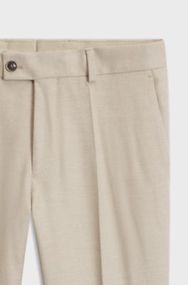 Tapered-fit trousers in Italian cotton with cashmere, Light Beige