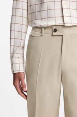 Tapered-fit trousers in Italian cotton with cashmere, Light Beige