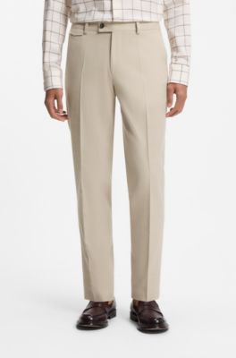 Tapered-fit trousers in Italian cotton with cashmere, Light Beige