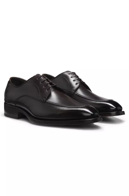 Derbies en cuir brossé à semelle en cuir