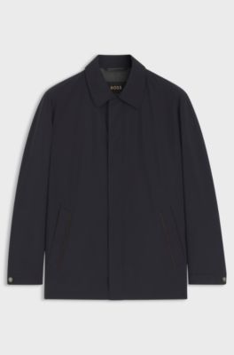 Padded jacket in peached technical fabric, Dark Blue