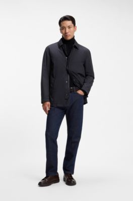 Padded jacket in peached technical fabric, Dark Blue