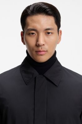 Padded jacket in peached technical fabric, Dark Blue