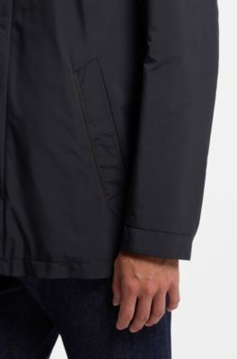 Padded jacket in peached technical fabric, Dark Blue