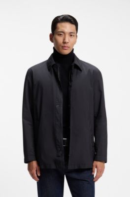 Padded jacket in peached technical fabric, Dark Blue