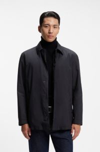 Chaqueta acolchada en tejido t&eacute;cnico con acabado melocot&oacute;n, Azul oscuro