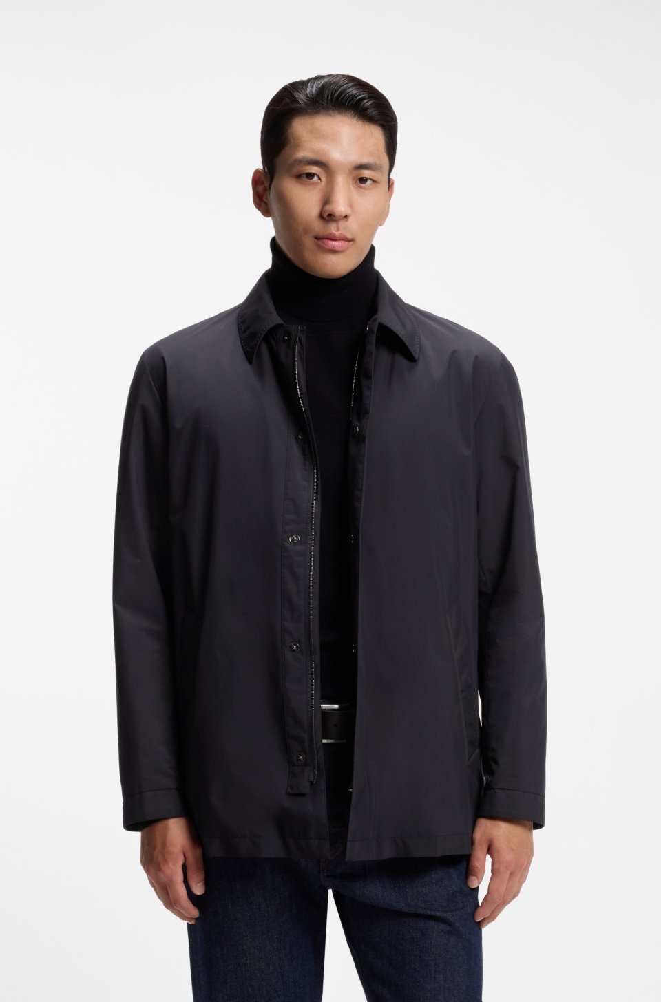 Padded jacket in peached technical fabric
