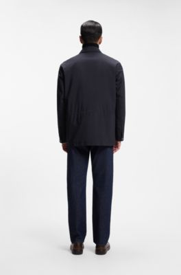 Padded jacket in peached technical fabric, Dark Blue