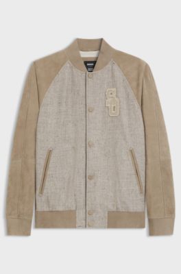BOSS Selected by Shohei Ohtani jacket with leather sleeves, Beige