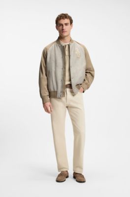BOSS Selected by Shohei Ohtani jacket with leather sleeves, Beige