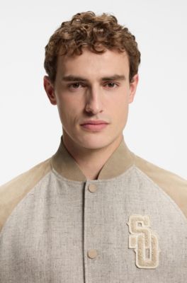 BOSS Selected by Shohei Ohtani jacket with leather sleeves, Beige