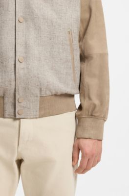 BOSS Selected by Shohei Ohtani jacket with leather sleeves, Beige