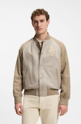 BOSS Selected by Shohei Ohtani jacket with leather sleeves, Beige