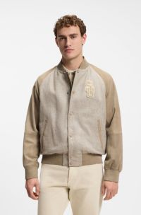 BOSS Selected by Shohei Ohtani jacket with leather sleeves, Beige