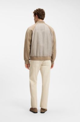 BOSS Selected by Shohei Ohtani jacket with leather sleeves, Beige