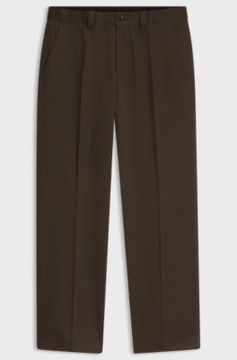 Pantaloni regular fit in cotone-cashmere italiano, Kaki