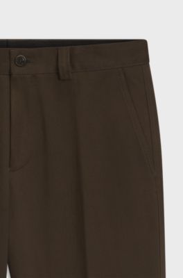 Regular-fit trousers in Italian cotton-cashmere, Khaki
