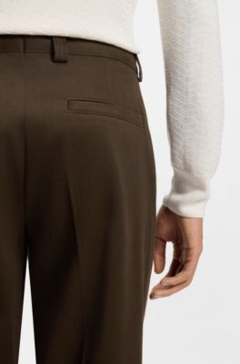 Pantaloni regular fit in cotone-cashmere italiano, Kaki