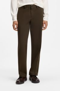 Regular-fit trousers in Italian cotton-cashmere, Khaki