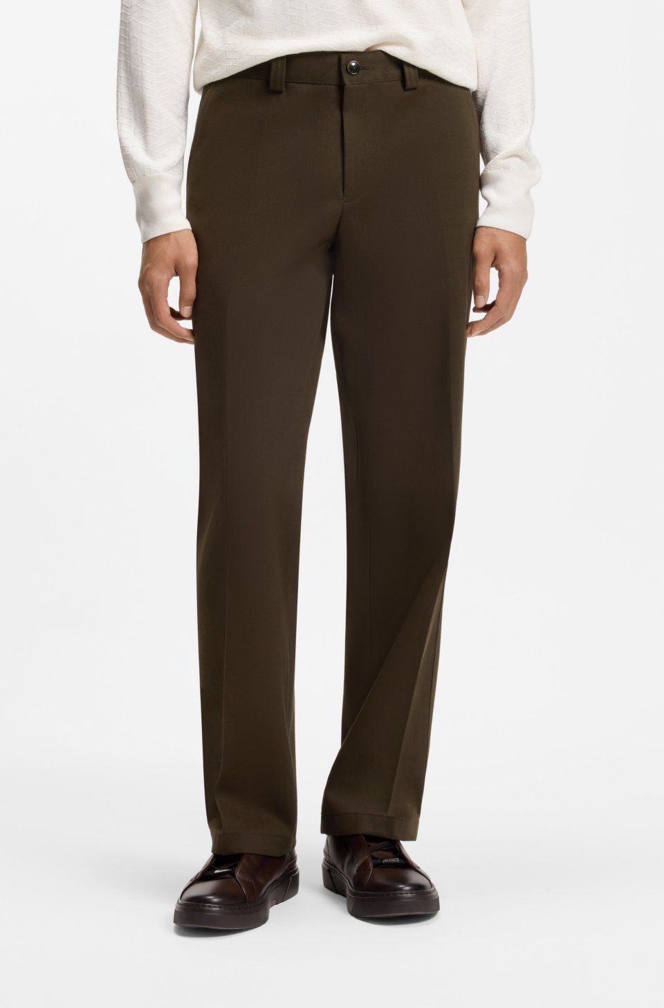 Regular-fit trousers in Italian cotton-cashmere