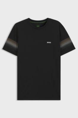Active slim-fit T-shirt with sleeve stripes, Black