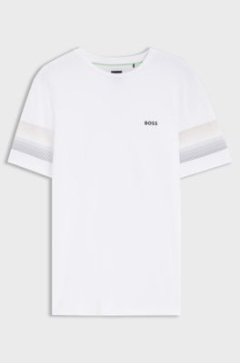 Active T-shirt slim fit dinamica con righe sulle maniche, Bianco