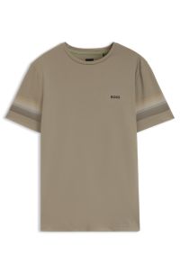 Active slim-fit T-shirt with sleeve stripes, Light Brown
