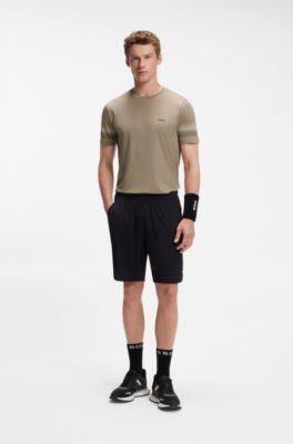 Active slim-fit T-shirt with sleeve stripes, Light Brown