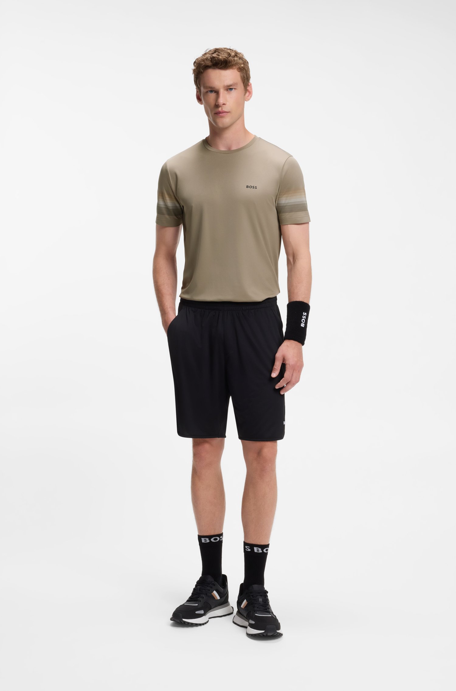 Boss Active slim-fit T-shirt with sleeve stripes herr – bild 2
