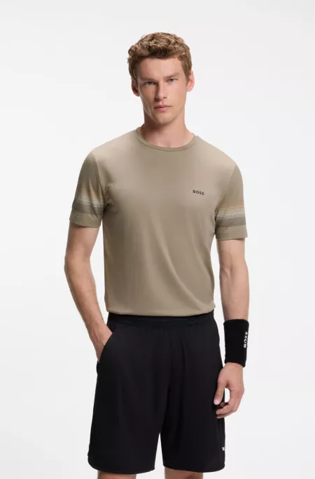 Active slim-fit T-shirt with sleeve stripes