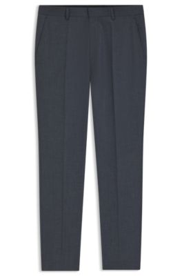 Regular-fit virgin wool trousers with micro pattern, Blue