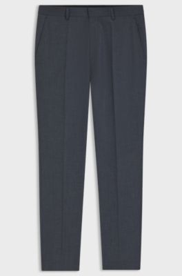 Regular-fit virgin wool trousers with micro pattern, Blue