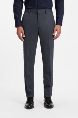 Regular-fit virgin wool trousers with micro pattern, Blue