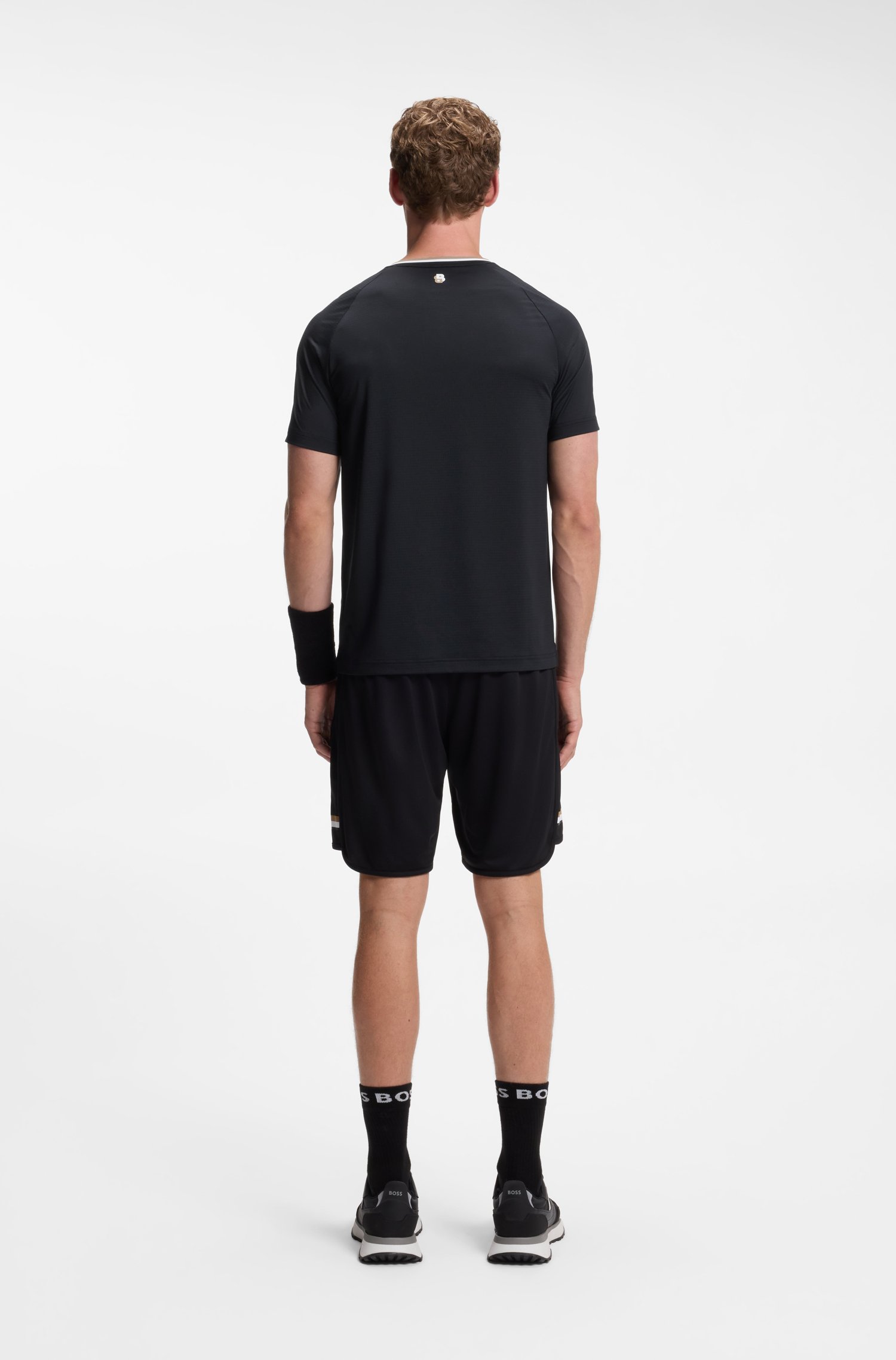 Boss Active slim-fit T-shirt with signature-stripe collar herr – bild 3