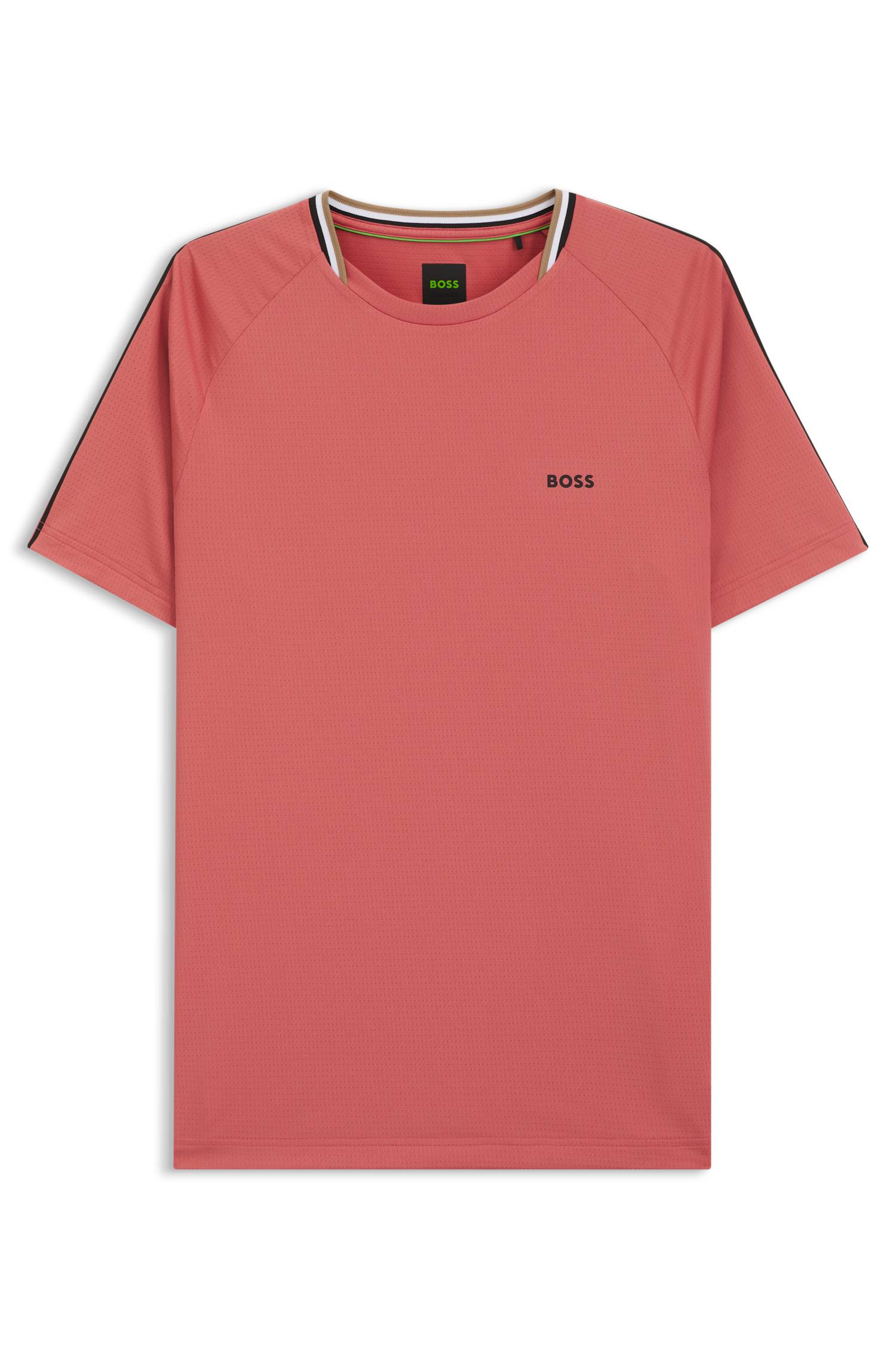 Boss Active slim-fit T-shirt with signature-stripe collar herr – bild 4
