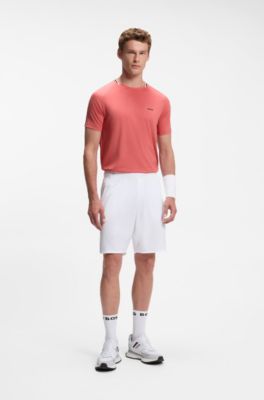 Active T-shirt Slim &agrave; col &agrave; rayures signature, Rouge