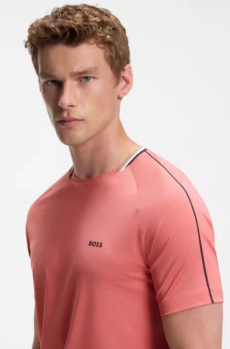 Active T-shirt Slim à col à rayures signature