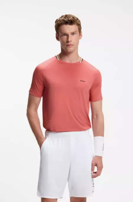 Active T-shirt Slim à col à rayures signature