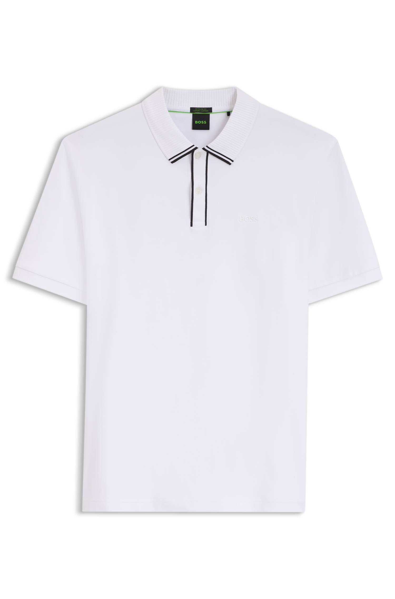 Boss Striped-trim polo shirt in interlock cotton pikéer herr – bild 4