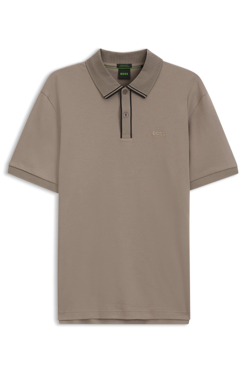 Striped-trim polo shirt in interlock cotton