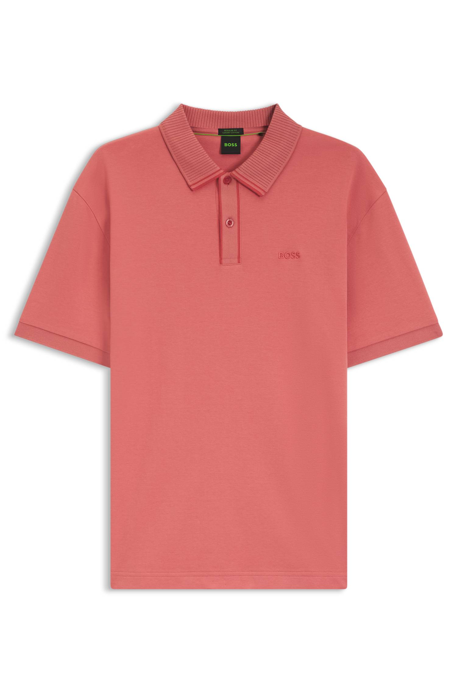 Boss Striped-trim polo shirt in interlock cotton pikéer herr – bild 4