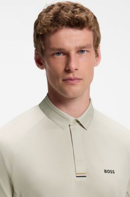 Paddy Active polo shirt in stretch piqu&eacute;, Light Beige