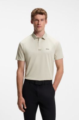 Paddy Active polo shirt in stretch piqu&eacute;, Light Beige