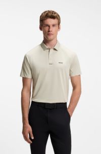 Paddy Active polo shirt in stretch piqu&eacute;, Light Beige